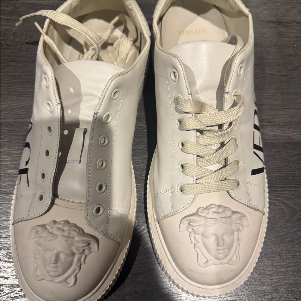 Versace White Large Medusa Head Sneakers